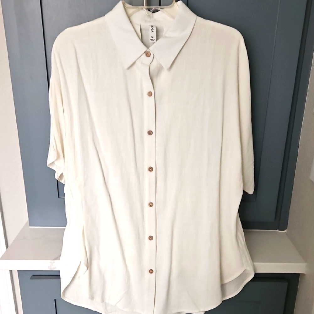 Zenana Cream Button-Up Blouse